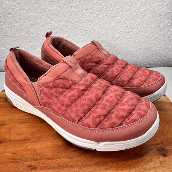 Ryka Shoes - Ryka Adel Women 11W Pink Leopard Quilted Puffer Slip On Mules Faux‎ Fur Lined